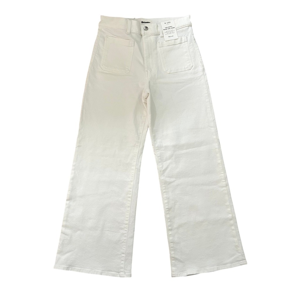 Madewell Womens Emmy Wide-Leg Jean Tile White High Rise Denim Jeans 23 Short New - Picture 2 of 9